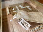 Rustic Scrabble Coffee Table with removable safety glass top - 25x37" - letter tiles included. 100% Made in the USA.