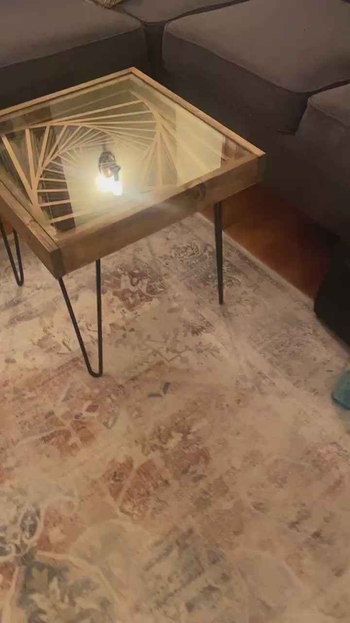 Rotating wood on sale coffee table