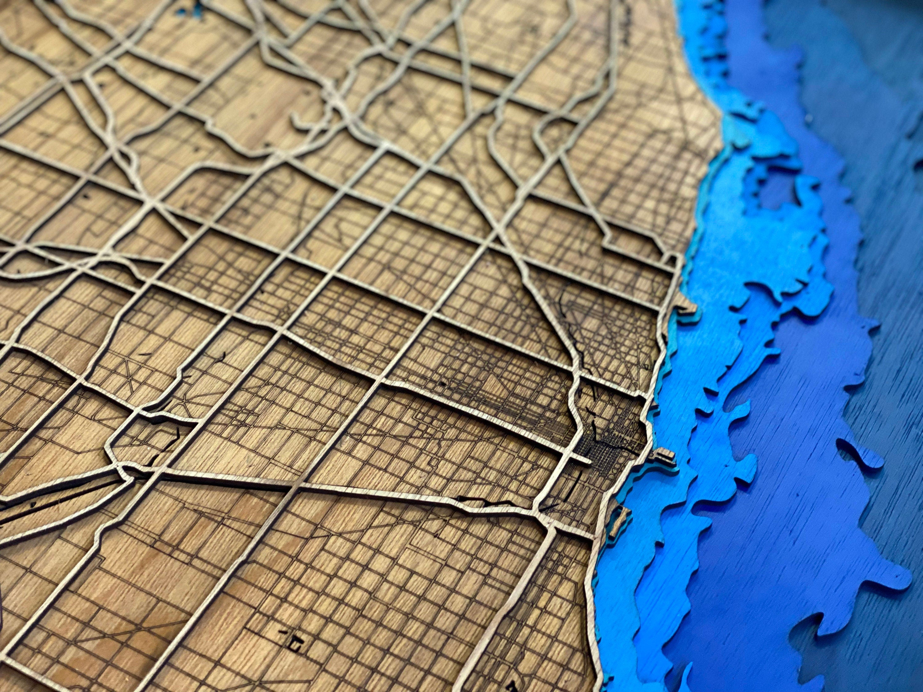 Handcrafted City Map Coffee Table - 100% Made in the USA. Choose your own city!