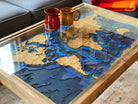World Map Coffee Table with Ocean Bathymetric Layers - 24x36" - 100% Made in the USA